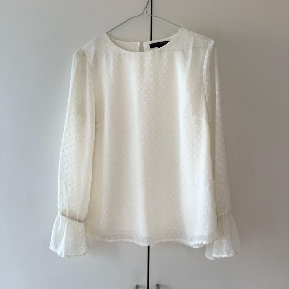Banana Republic White Flutter Sleeve Blouse - size S (Petite)